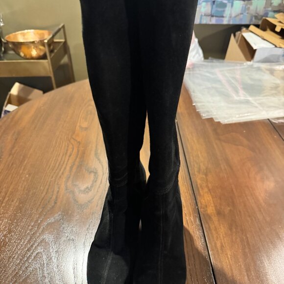 La Canadienne Black Suede Platform Knee-High Boots - Picture 2 of 6
